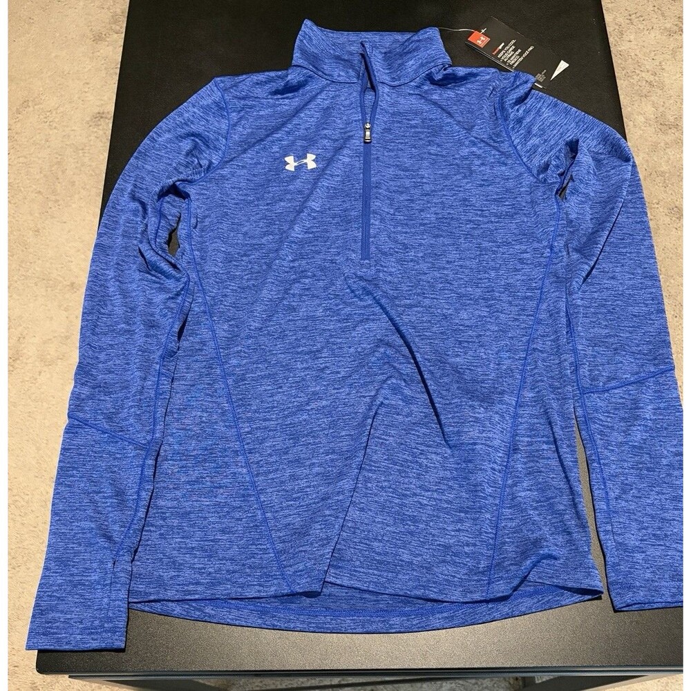 Under Armour Womens HeatGear 1/2 Zip Long Sleeve Blue XS Thumbholes NWT